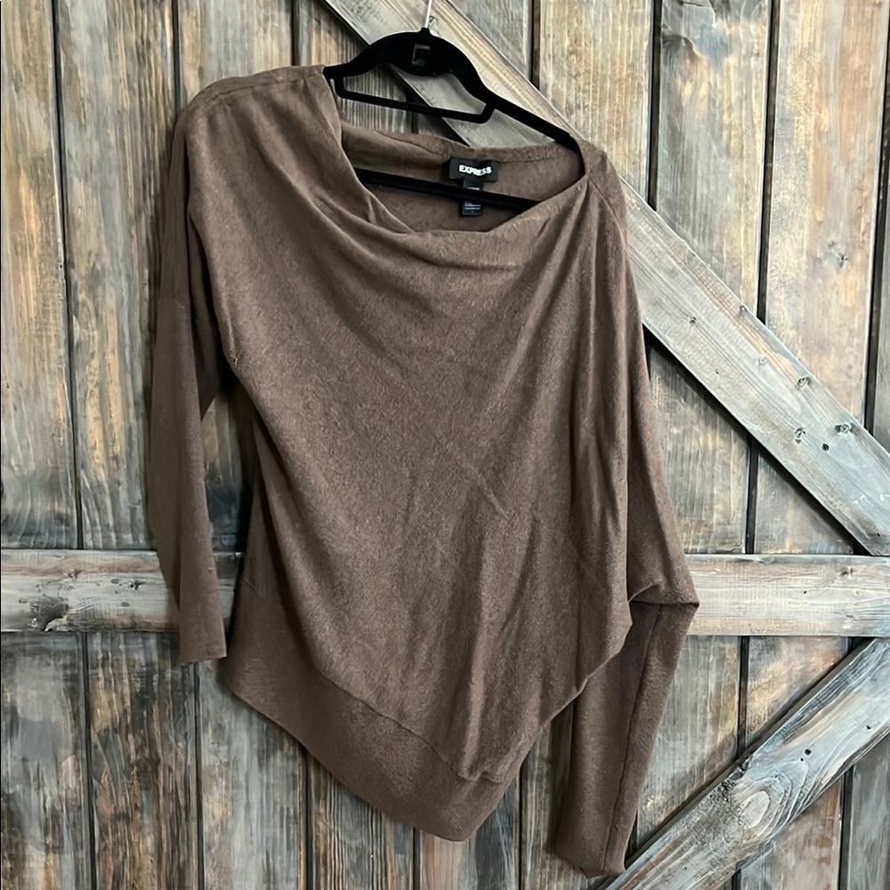 Express Brown Off-the-Shoulder Sweater